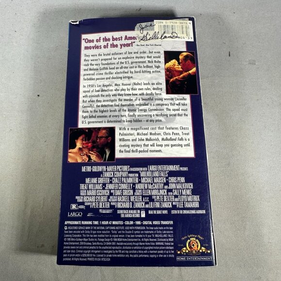 Mulholland Falls VHS Nick Nolte MGM Movie Time R Triller Drama Classic - Picture 2 of 3